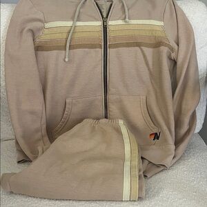 Aviator Nation Tan Hoodie and Sweatpants Set